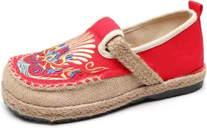 Espadrilles for Women Flats Canvas Loafers & Slip-ons Ethnic Style Embroidered Shoes Casual Comfort House Shoes