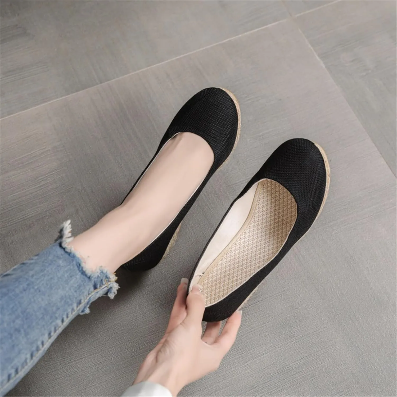 Espadrilles Wedges for Women 2025 Comfortable Slip On Espadrilles Closed Pointed Toe Canvas Wedges for All Occasions: Casual, Work, Party