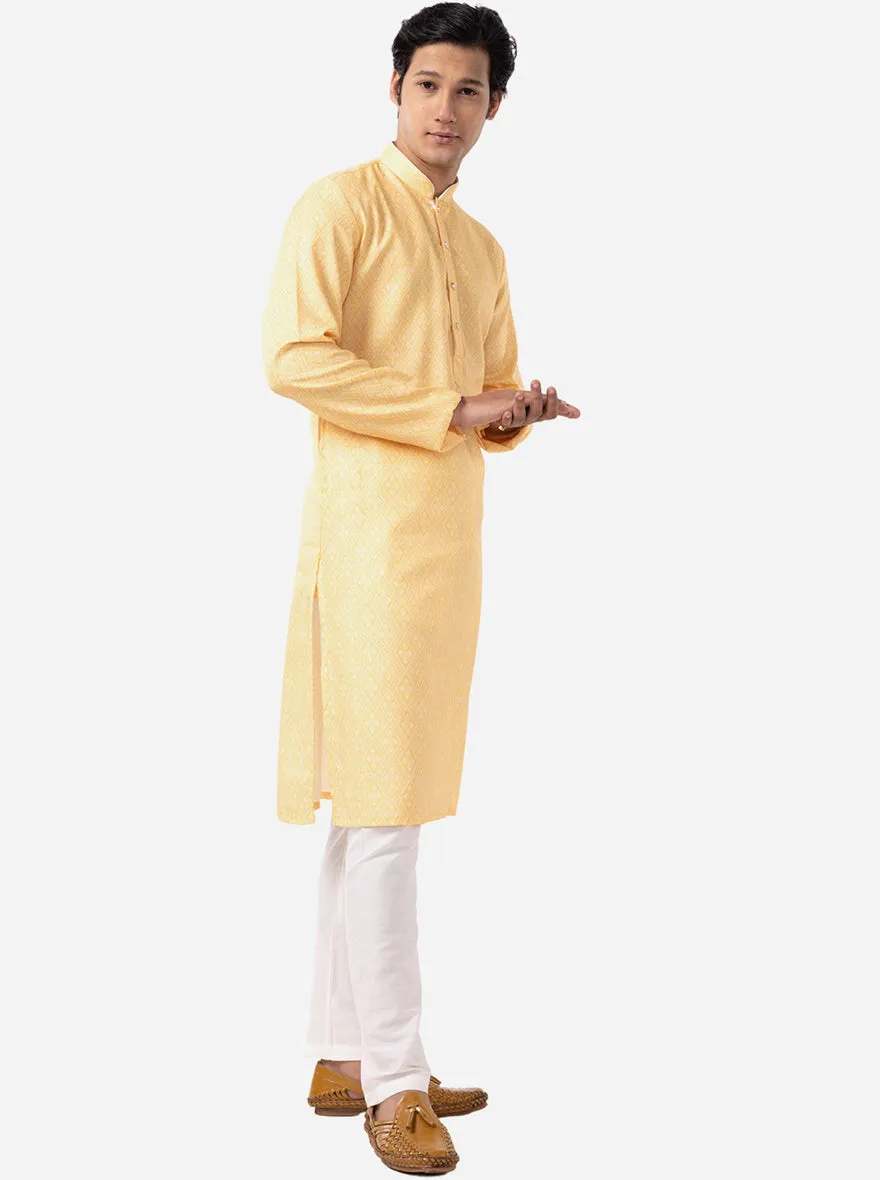 Ethnic Banana Yellow Printed Kurta | The Kurta Company