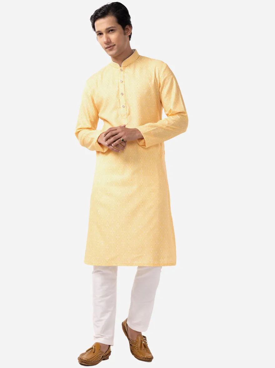 Ethnic Banana Yellow Printed Kurta | The Kurta Company