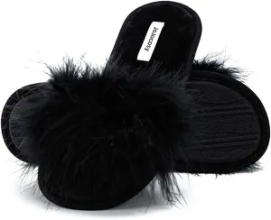 Extreme Plush Lady’s Sexy Slip-on Comfortable Slippers Women’s Fluffy Indoor Open-toe Scuff