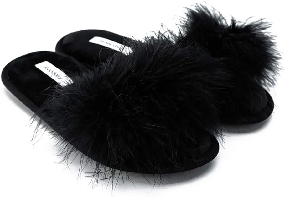 Extreme Plush Lady’s Sexy Slip-on Comfortable Slippers Women’s Fluffy Indoor Open-toe Scuff