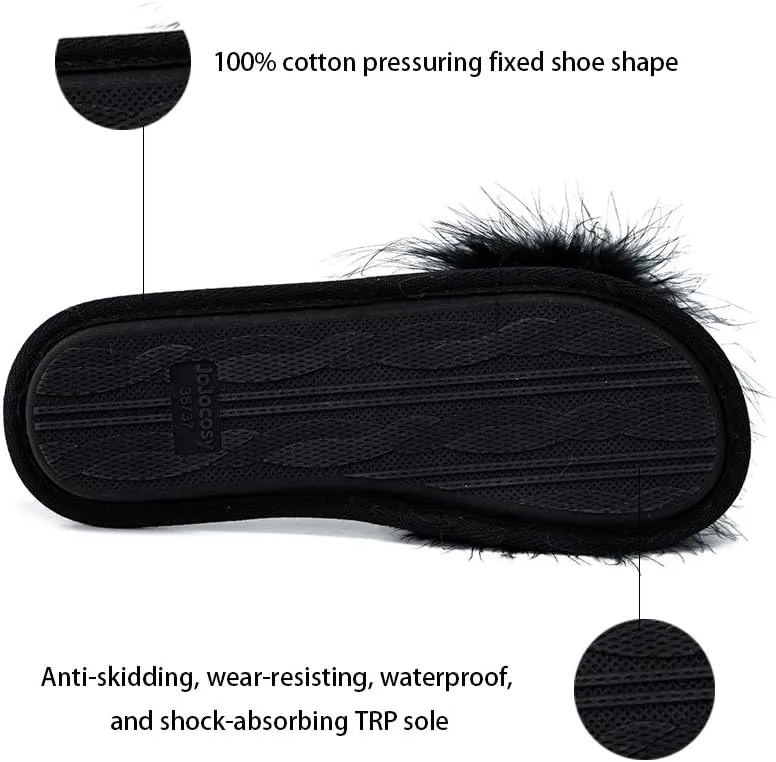 Extreme Plush Lady’s Sexy Slip-on Comfortable Slippers Women’s Fluffy Indoor Open-toe Scuff