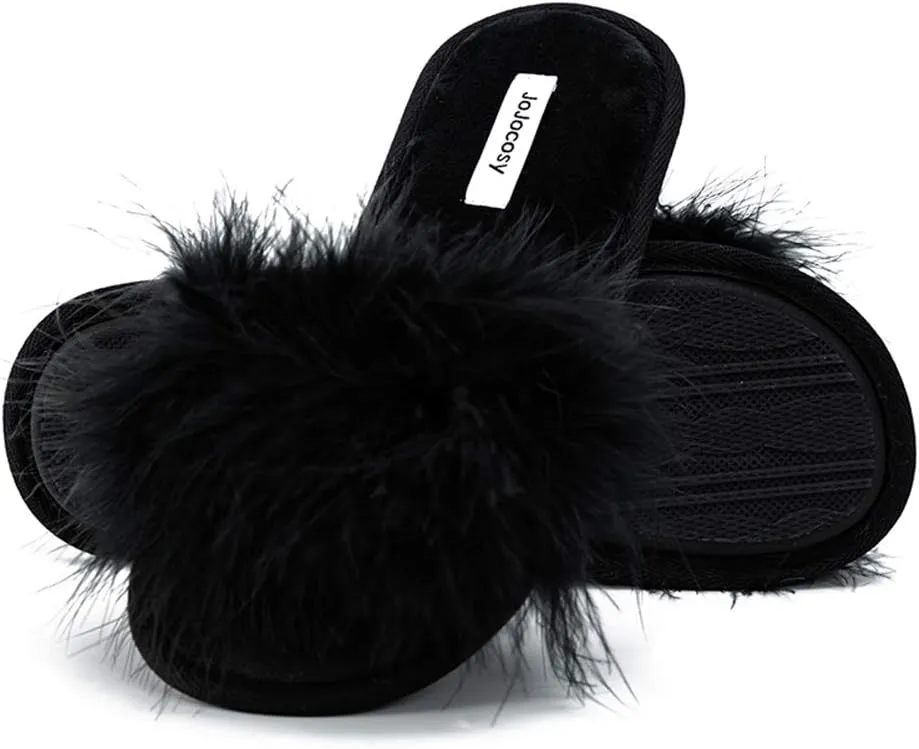 Extreme Plush Lady’s Sexy Slip-on Comfortable Slippers Women’s Fluffy Indoor Open-toe Scuff