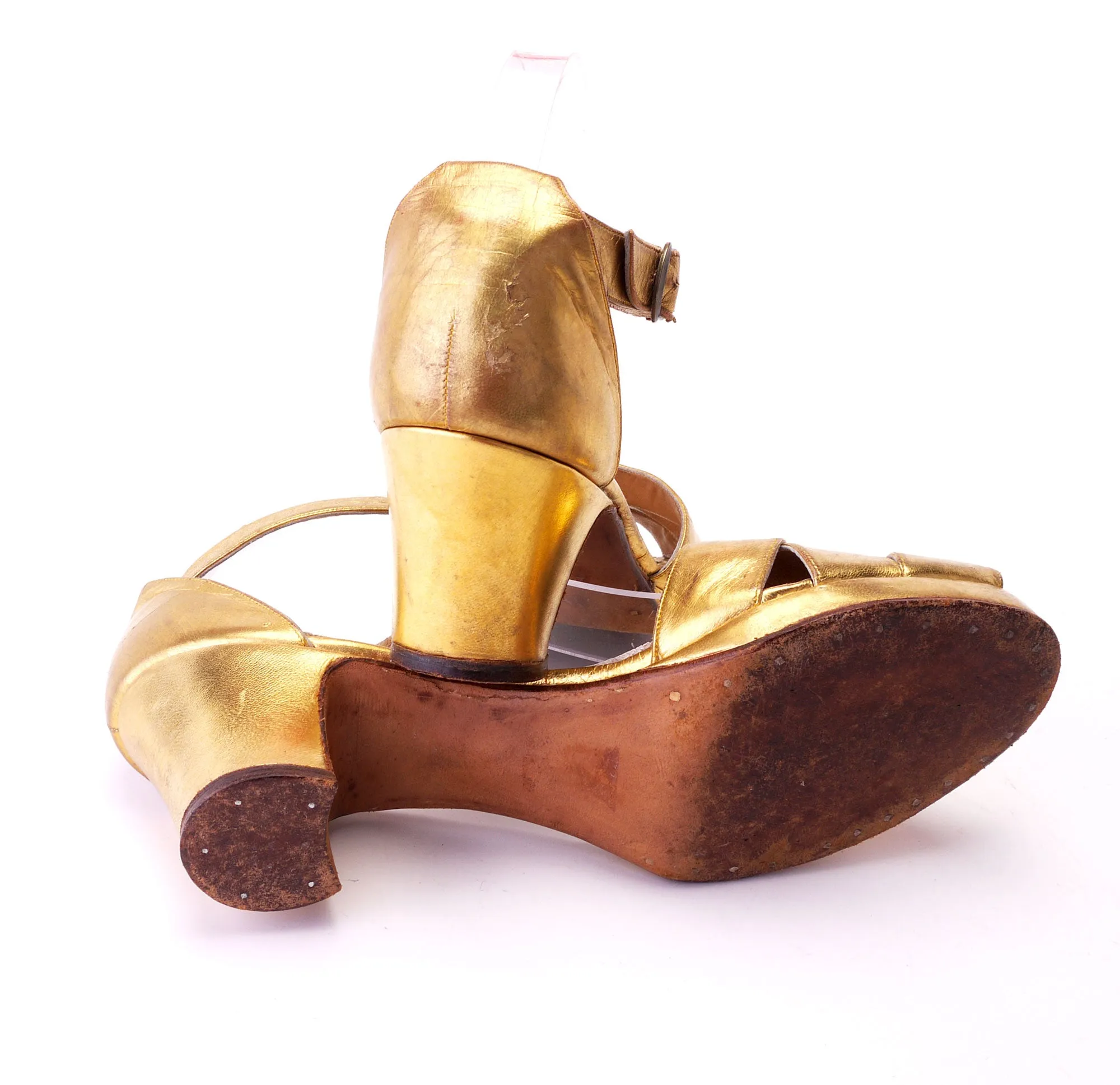 Fab 1930s 1940s Gold Platform Sandals UK 6.5