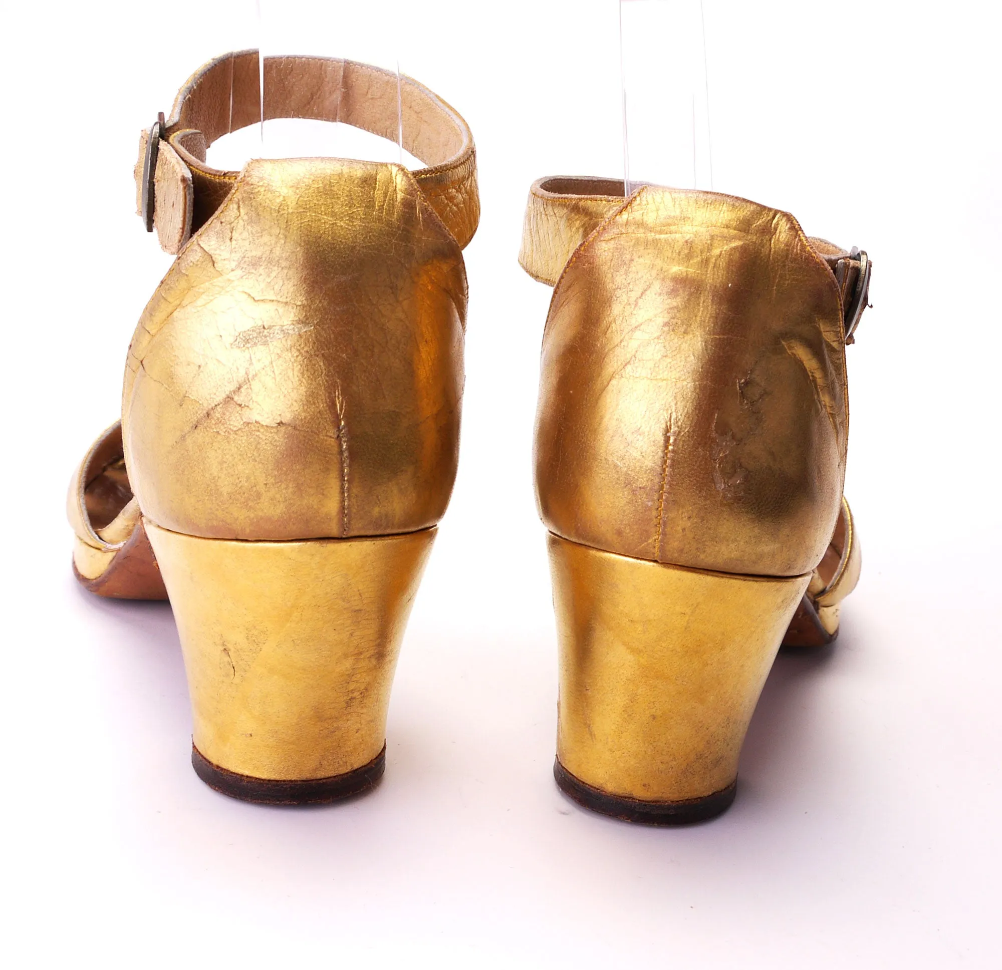 Fab 1930s 1940s Gold Platform Sandals UK 6.5