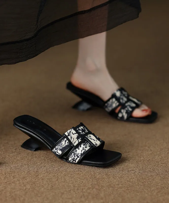 Fashion Brown Splicing Wedge Slide Sandals Peep Toe