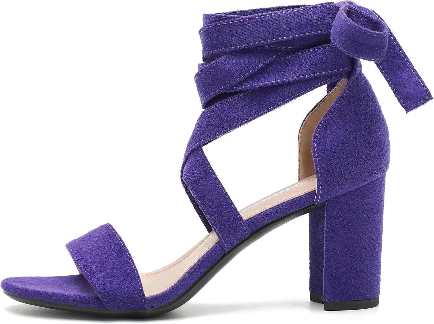 fereshte Women's Strappy Heels Lace Up Heels 3 Inch Chunky Block High Heel Dress Sandals