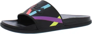 Fila Drifter Lux Stripe Slide Womens Shoes Size 7, Color: Black/Lemon Tonic/Blue Fish