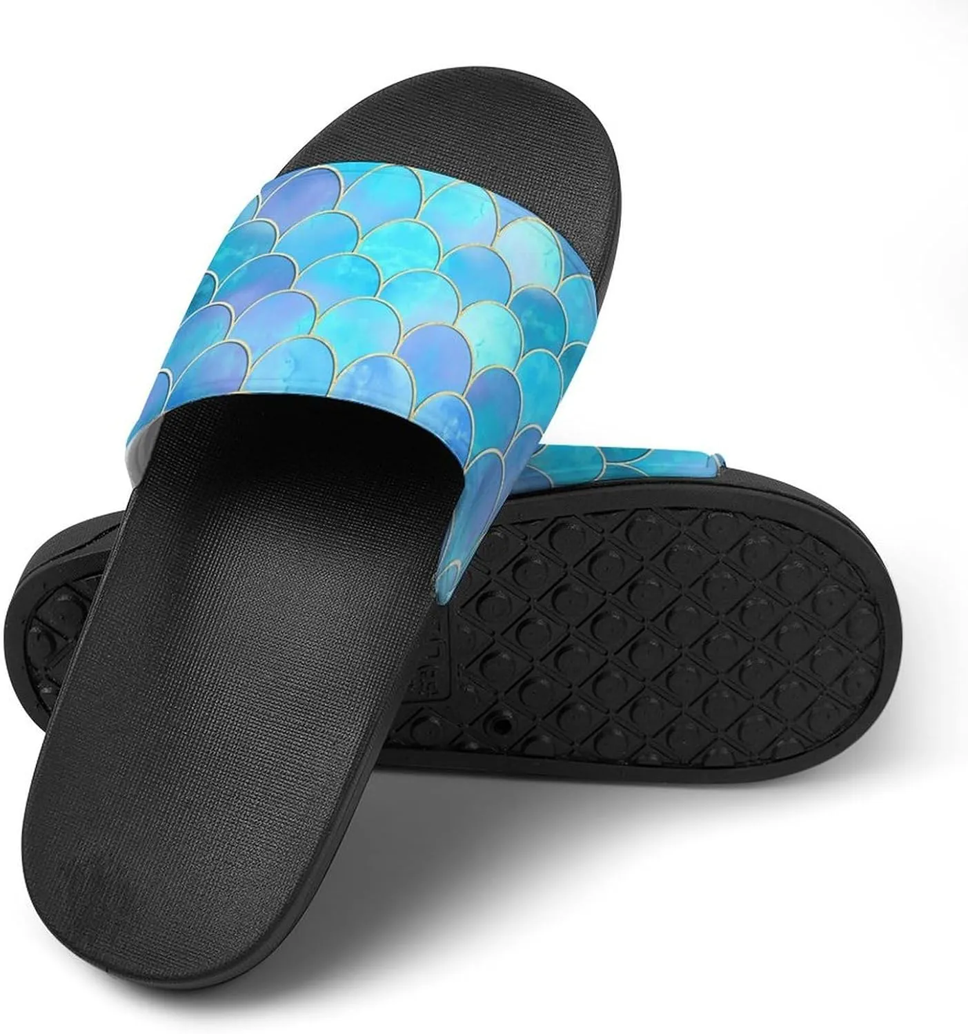 Fish Scale Print Slides Man Home Sandal Women Non Slip Bath Open Toe Shoe Casual Pool Shoes Beach Flat Slide Sandals