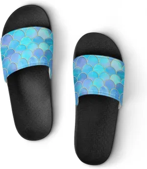 Fish Scale Print Slides Man Home Sandal Women Non Slip Bath Open Toe Shoe Casual Pool Shoes Beach Flat Slide Sandals