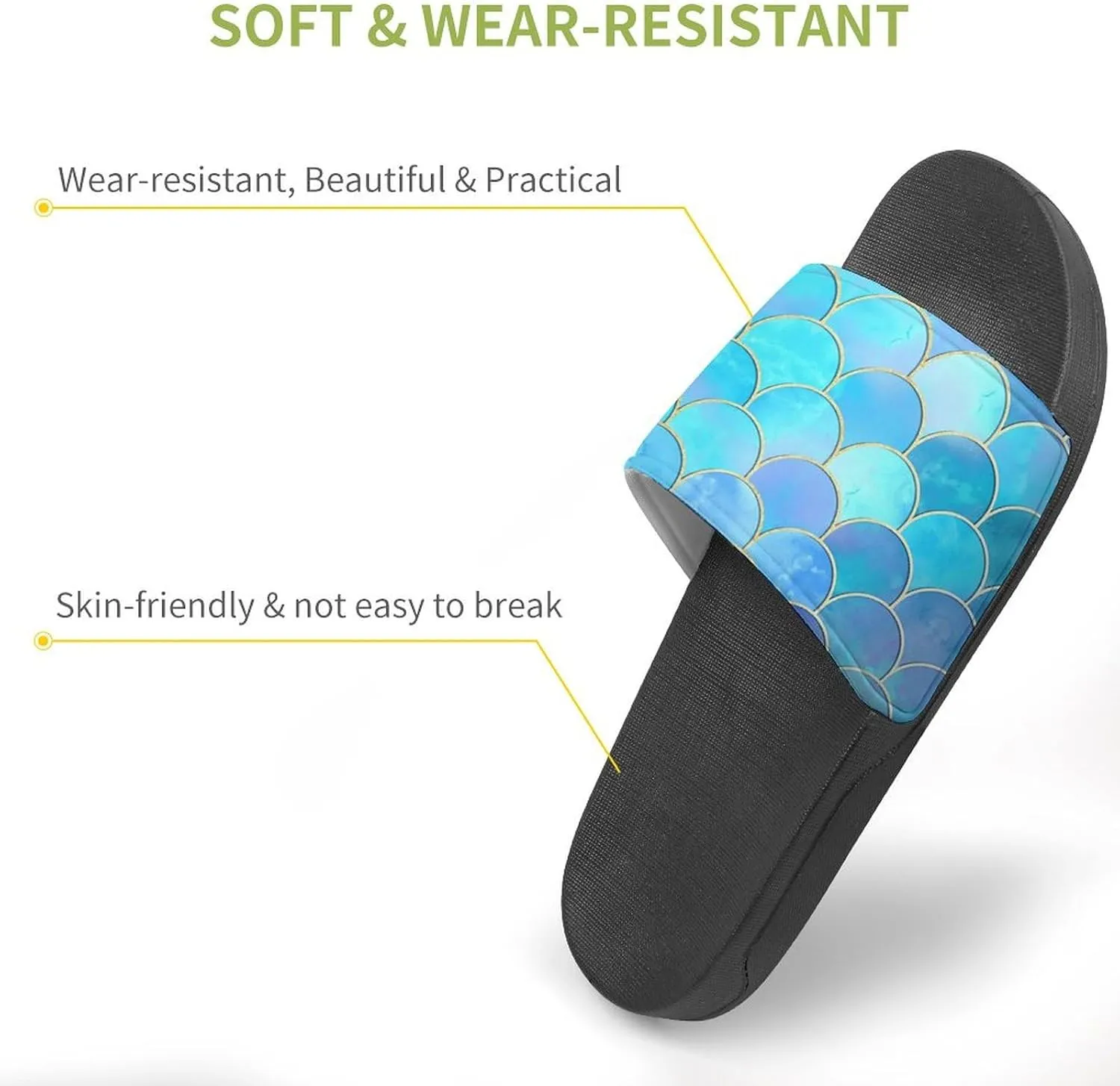 Fish Scale Print Slides Man Home Sandal Women Non Slip Bath Open Toe Shoe Casual Pool Shoes Beach Flat Slide Sandals