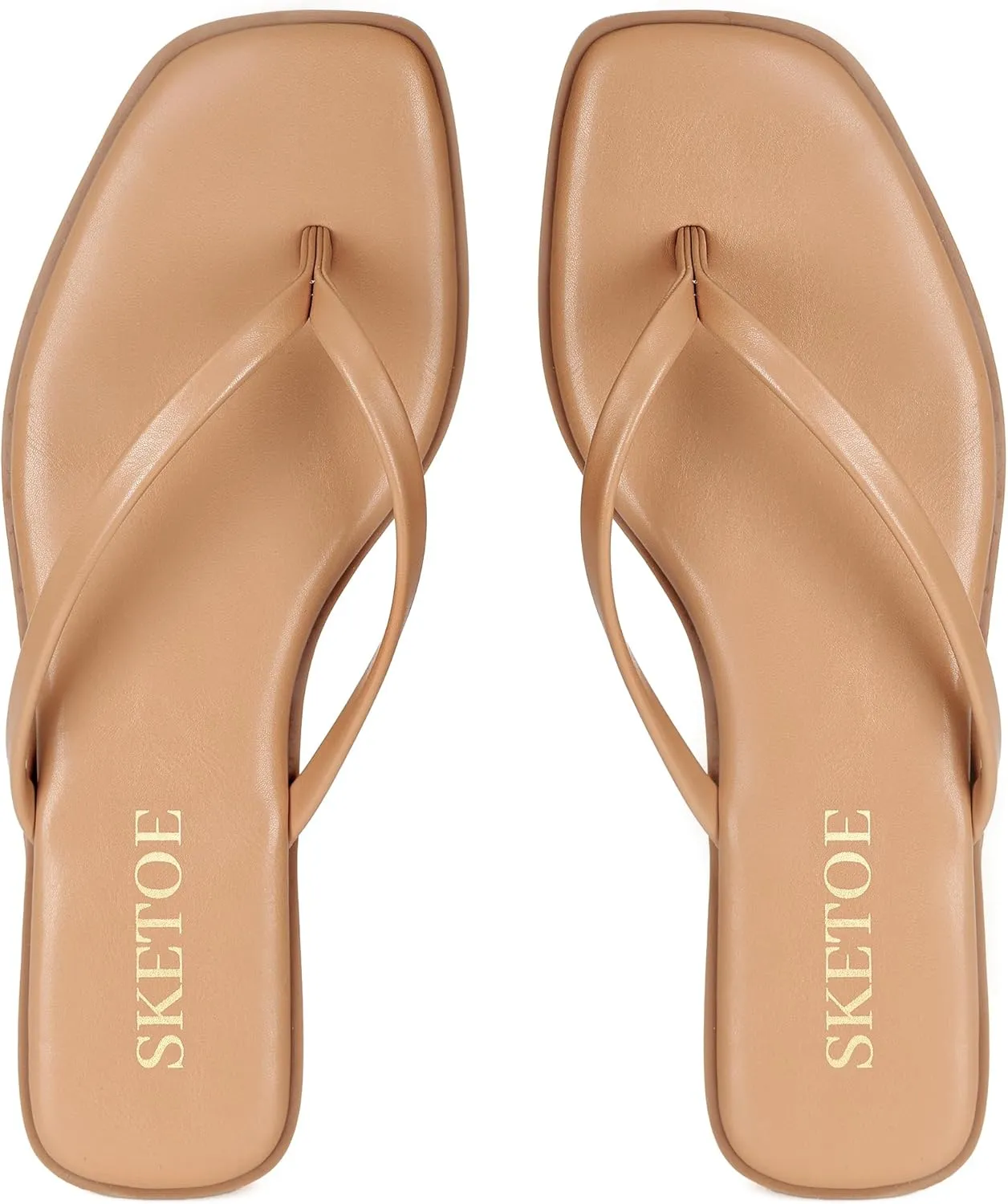 Flip Flops for Women Square Toe Flat Sandals for Women Comfortable Thong Sandals Vegan Leather Flip Flops Lightweight Summer Beach Sandals Dressy Vacation Essentials Slides