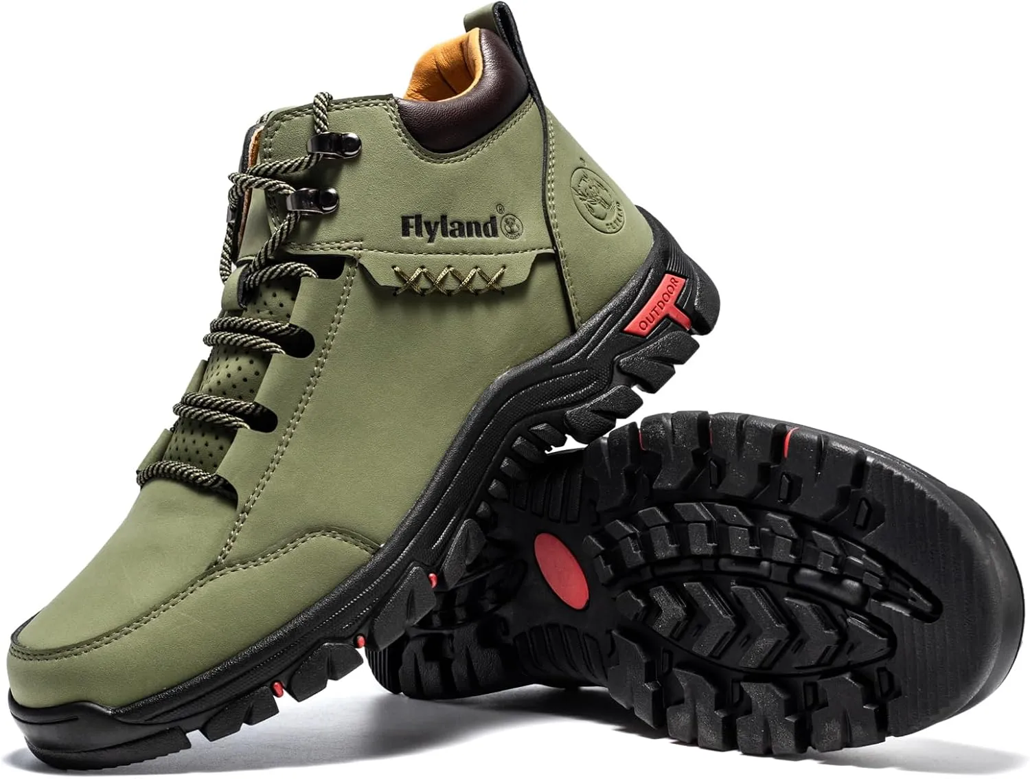 FLYLAND Men's Casual Leather Shoes Chukka Ankle Boots Handmade Fashion Shoes Non Slip Breathable Comfortable Mid Top for Driving Walking Outdoor