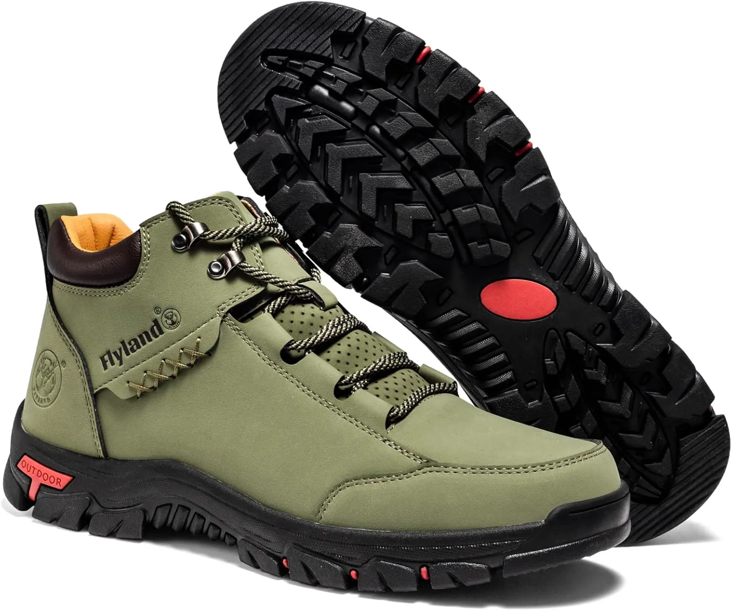 FLYLAND Men's Casual Leather Shoes Chukka Ankle Boots Handmade Fashion Shoes Non Slip Breathable Comfortable Mid Top for Driving Walking Outdoor