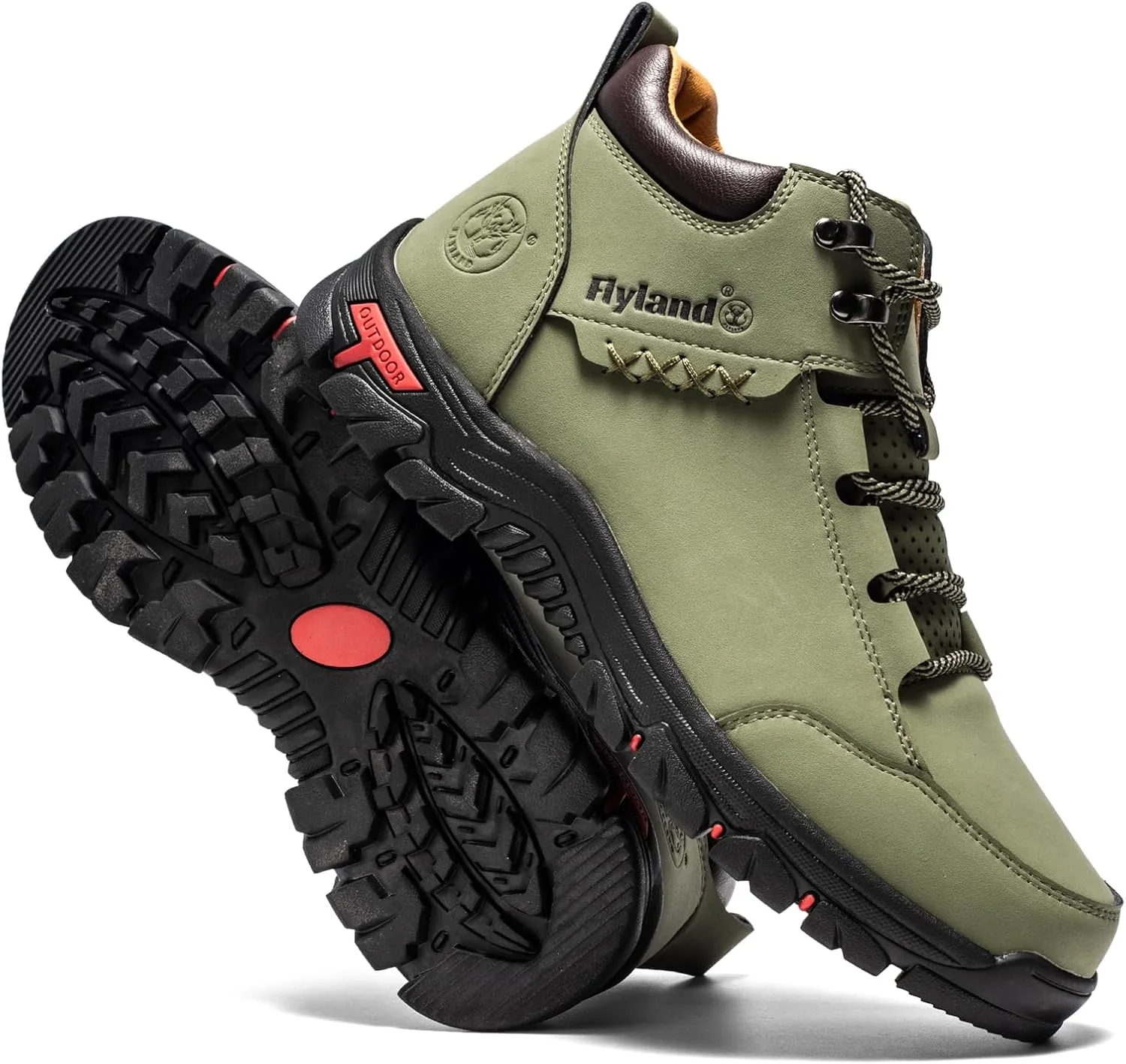 FLYLAND Men's Casual Leather Shoes Chukka Ankle Boots Handmade Fashion Shoes Non Slip Breathable Comfortable Mid Top for Driving Walking Outdoor