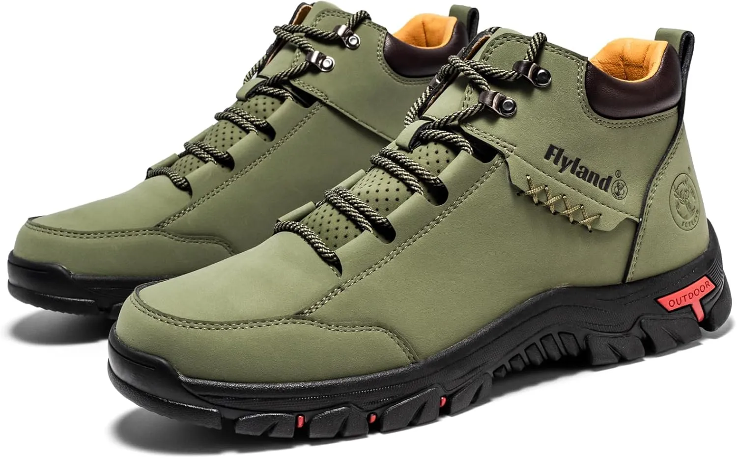 FLYLAND Men's Casual Leather Shoes Chukka Ankle Boots Handmade Fashion Shoes Non Slip Breathable Comfortable Mid Top for Driving Walking Outdoor