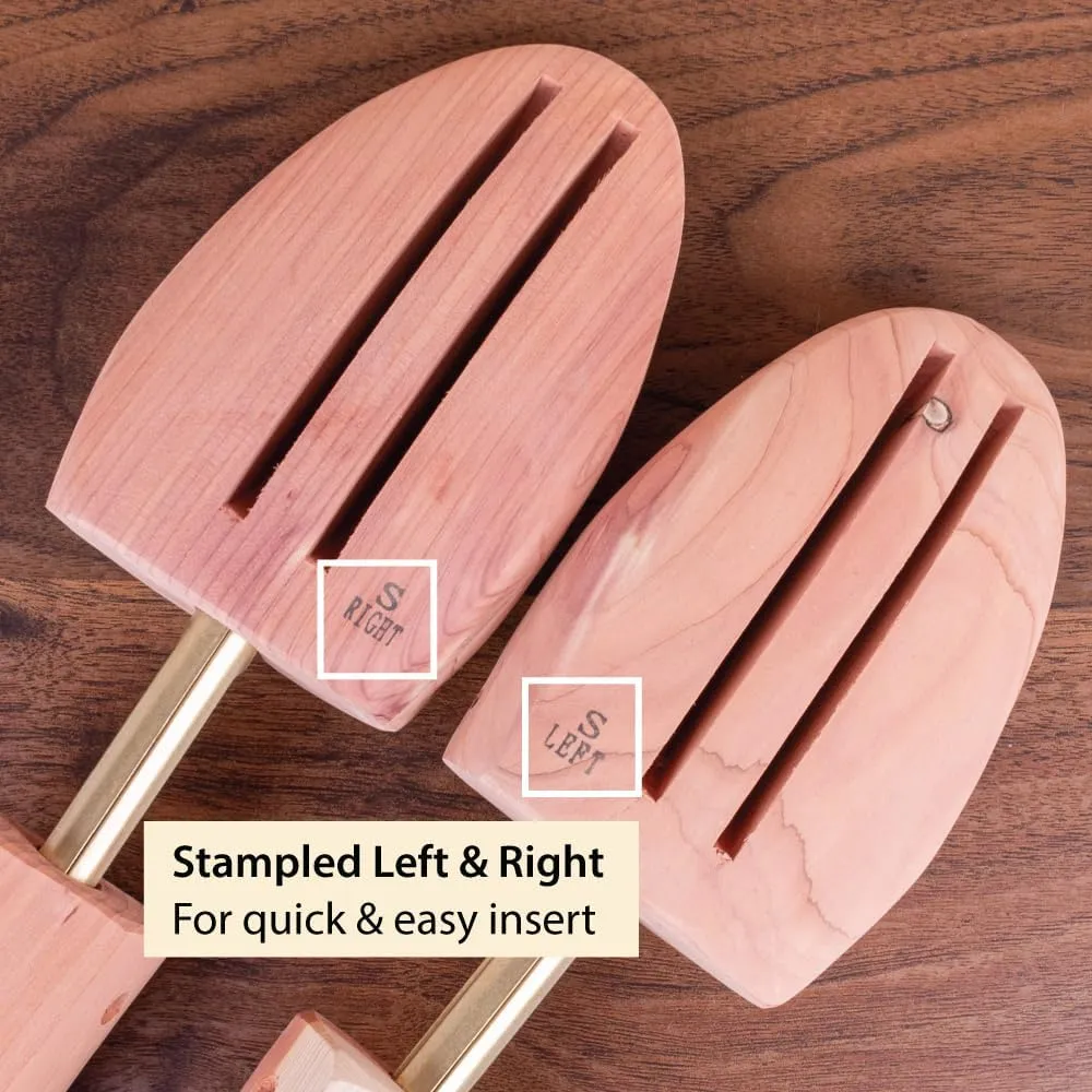 FootFitter Cedar Shoe Trees for Men, Full Block Wide Heel Hook Shoe Shaper, Premium USA Grown Cedar Wood Shoe Trees