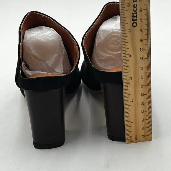 FOWT Black Pointed Toe Slip On Mules Stacked Block Heel Sandal Comfortable Shoes