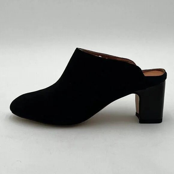 FOWT Black Pointed Toe Slip On Mules Stacked Block Heel Sandal Comfortable Shoes