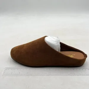 FOWT Brown Round Toe Flat Mules Slip on Backless Slipper Comfortable Casual Shoe