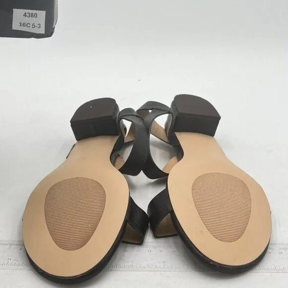 FSJ Women Ankle Strap Flats Sandal Open Toe Chunky Low Heel Comfortable Walking