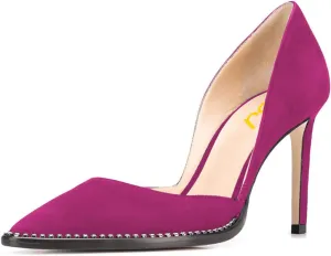 FSJ Women Sexy High Heels Slide Pumps Pointed Toe Studded Stiletto Party Evening Dress Shoes Size 4-15 US