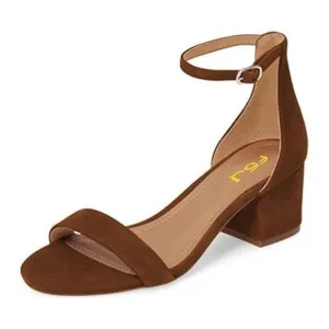 FSJ Women Summer Ankle Strap Sandals Open Toe Chunky Low Heel Comfortable