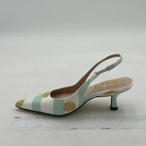 FSJ Women's Mid Kitten Heel Slingback Sandal Pointy Toe Sexy Pumps Comfortable D