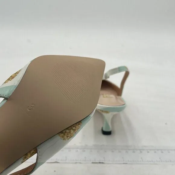 FSJ Women's Mid Kitten Heel Slingback Sandal Pointy Toe Sexy Pumps Comfortable D