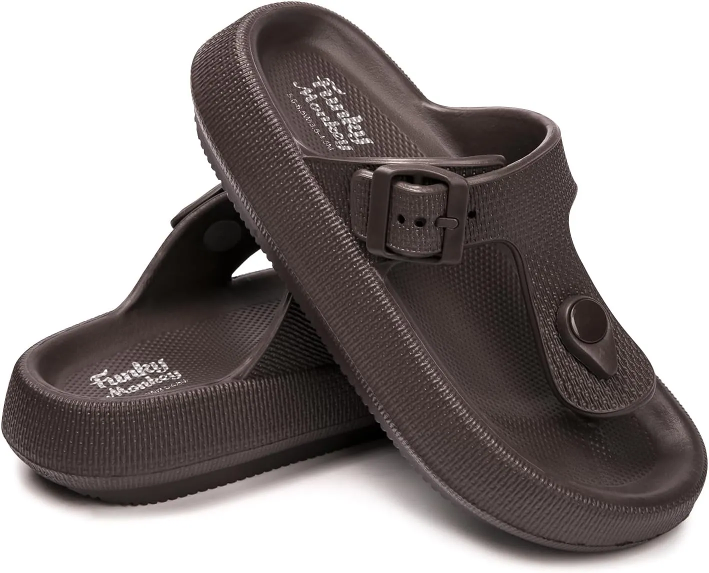FUNKYMONKEY Thong Sandals Adjustable Buckle EVA Thick-Soled Flip Flops for Women and Men