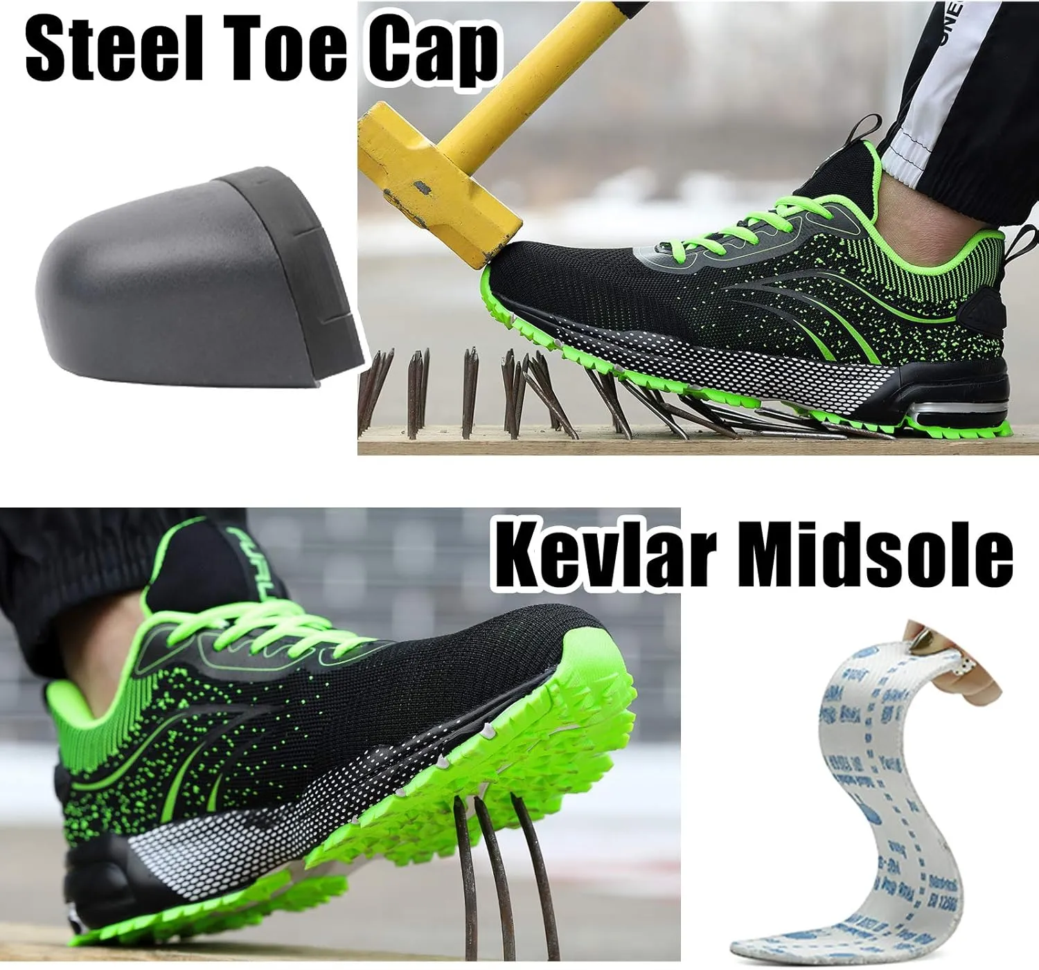 Furuian Steel Toe Shoes for Men Women Lightweight Safety Shoes Comfortable Steel Toe Sneakers Warehouse Industry Work Shoes
