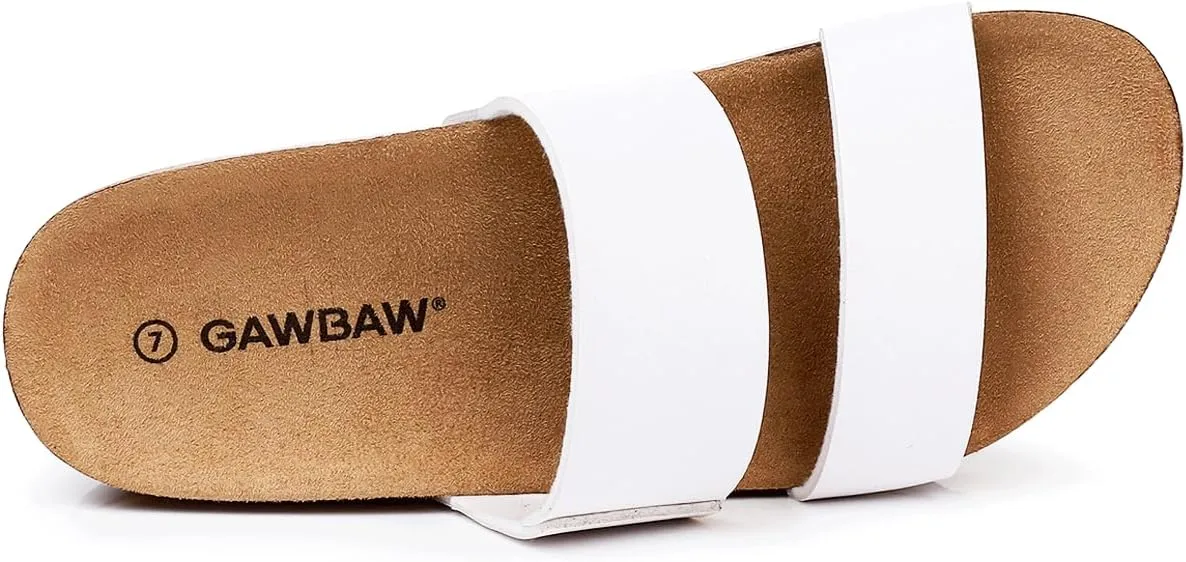 GAWBAW Women's Summer Platform Sandals With Two Straps Comfortable Arch Support Beach Slide Sandals Cork Footbed Flatform Sandals For Women