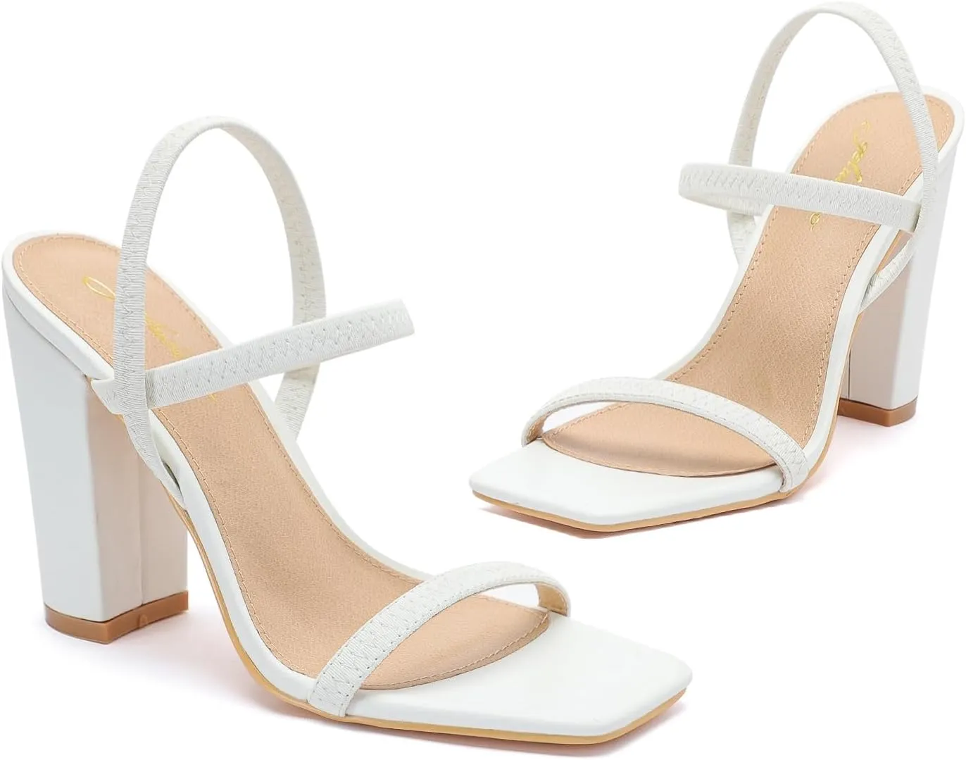 geluboao Heels Sandals for Women Open Square Toe Strappy Lace Up Heels Ankle Strap High Chunky Block Heeled Sandals