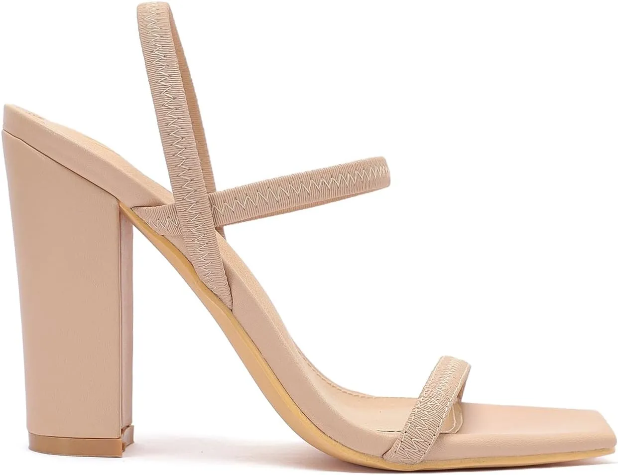 geluboao Heels Sandals for Women Open Square Toe Strappy Lace Up Heels Ankle Strap High Chunky Block Heeled Sandals