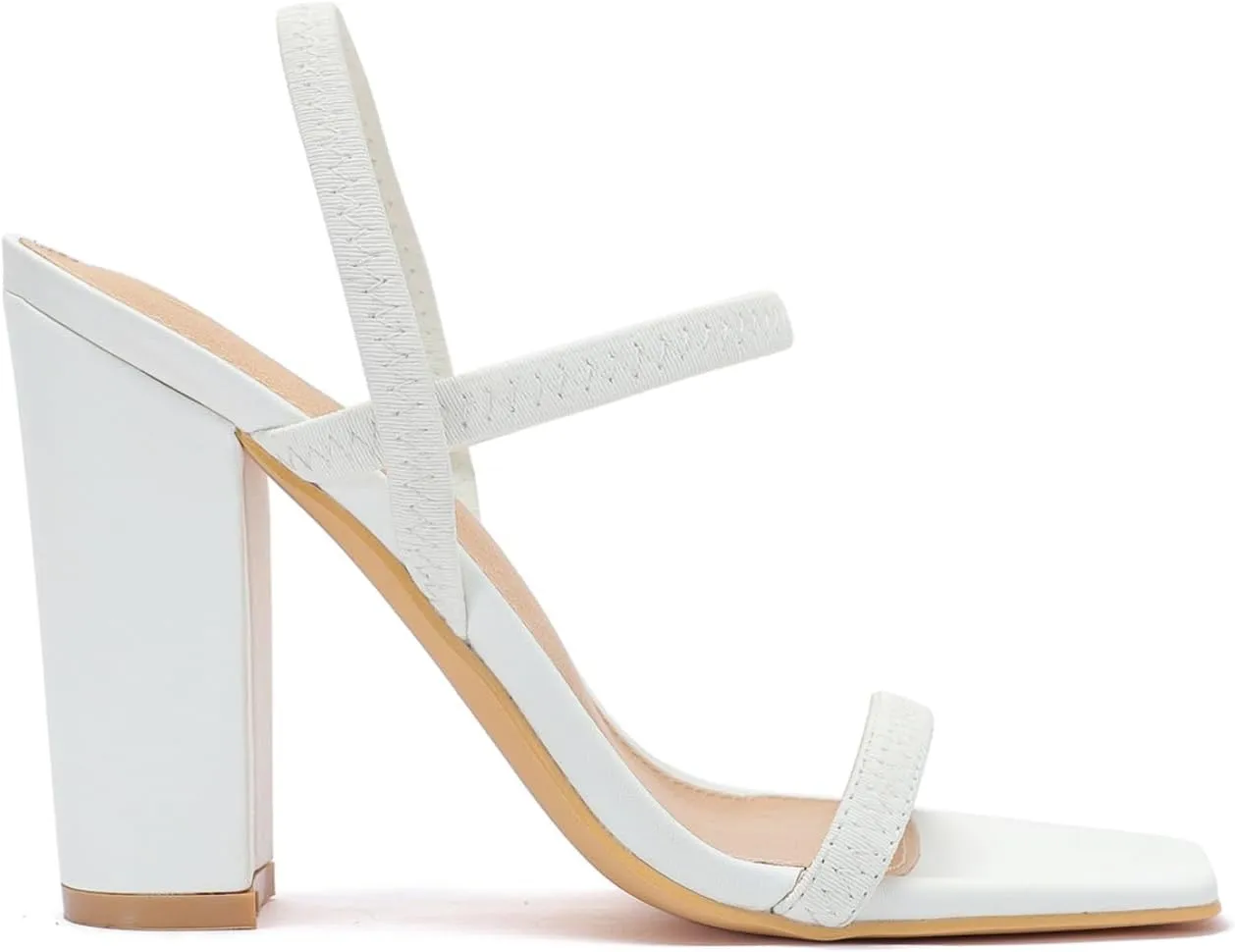 geluboao Heels Sandals for Women Open Square Toe Strappy Lace Up Heels Ankle Strap High Chunky Block Heeled Sandals