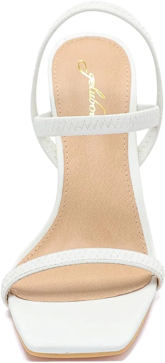 geluboao Heels Sandals for Women Open Square Toe Strappy Lace Up Heels Ankle Strap High Chunky Block Heeled Sandals