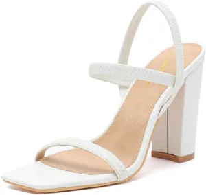 geluboao Heels Sandals for Women Open Square Toe Strappy Lace Up Heels Ankle Strap High Chunky Block Heeled Sandals