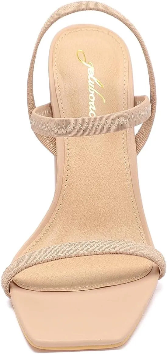geluboao Heels Sandals for Women Open Square Toe Strappy Lace Up Heels Ankle Strap High Chunky Block Heeled Sandals