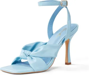 GENSHUO Ankle Strap High Heels Knot Sandals
