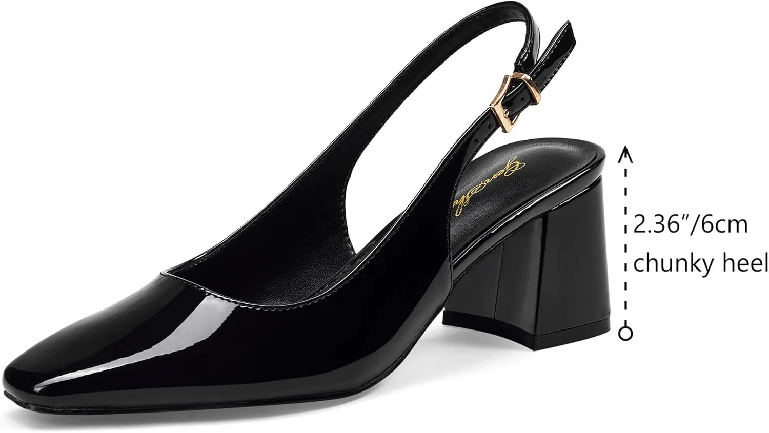 GENSHUO Slingback Heels for Women Pumps Square Closed Toe Low Chunky Block Heel Dress Pumps Comfortable Slip On Work Wedding Casual Office Shoes
