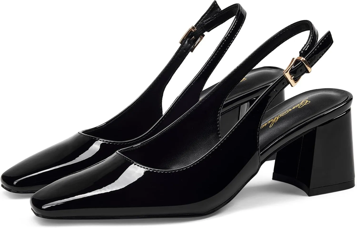 GENSHUO Slingback Heels for Women Pumps Square Closed Toe Low Chunky Block Heel Dress Pumps Comfortable Slip On Work Wedding Casual Office Shoes