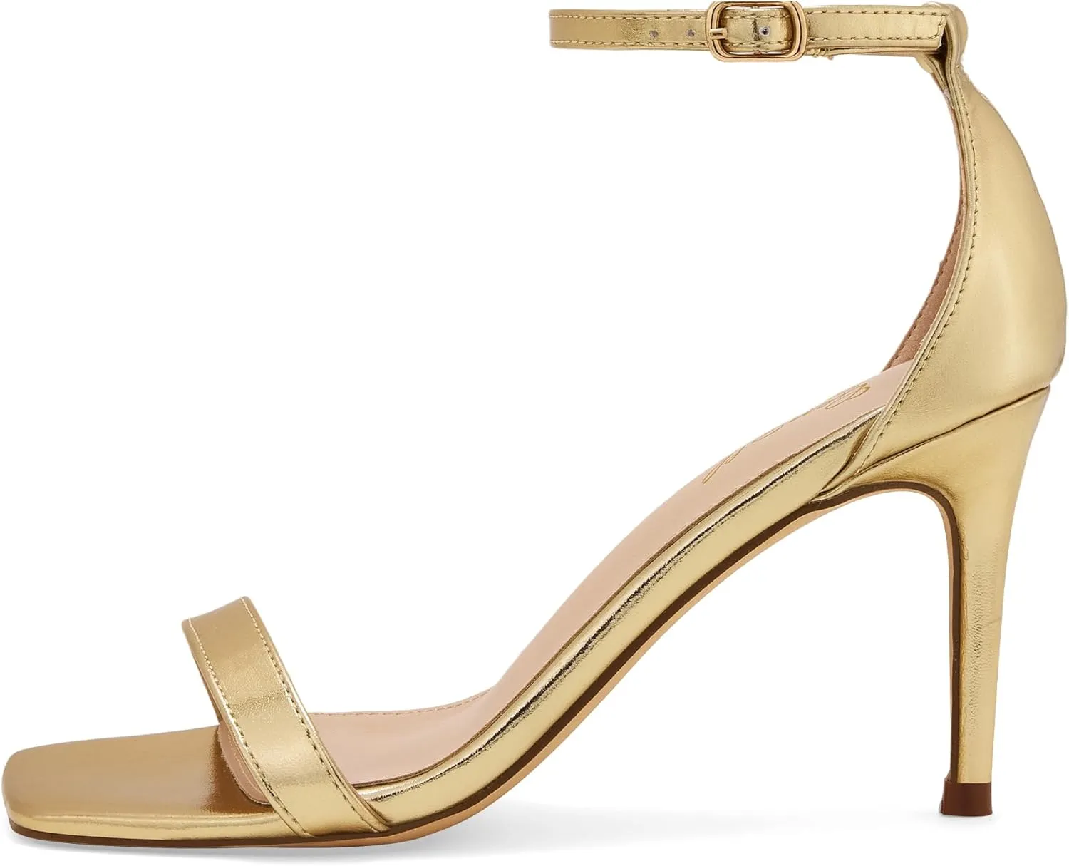 GENSHUO Women's Heeled Sandals Dressy Strappy Stiletto High Heels 3 Inch Square Open Toe Ankle Strap Buckle Sexy Prom Wedding Dress Shoes Ankle Wrap