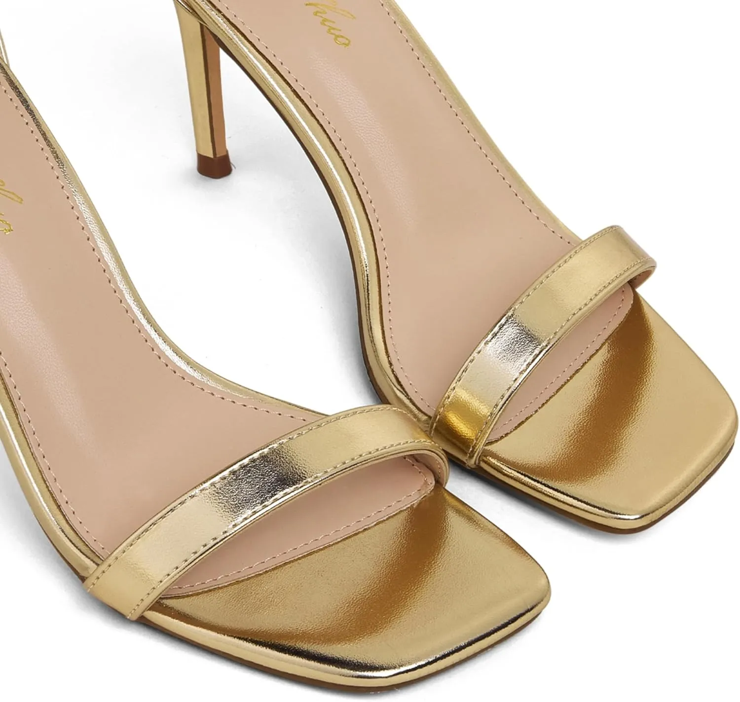 GENSHUO Women's Heeled Sandals Dressy Strappy Stiletto High Heels 3 Inch Square Open Toe Ankle Strap Buckle Sexy Prom Wedding Dress Shoes Ankle Wrap