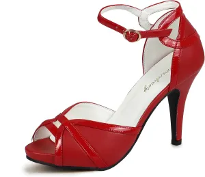 getmorebeauty Peep Toe Heels for Women Sexy Strappy High Heels Ankle Strap Heeled Sandals