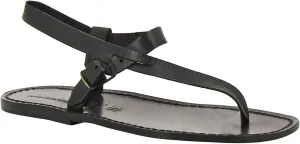 Gianluca - L'artigiano del cuoio Handmade Black Leather Thong Sandals for Men