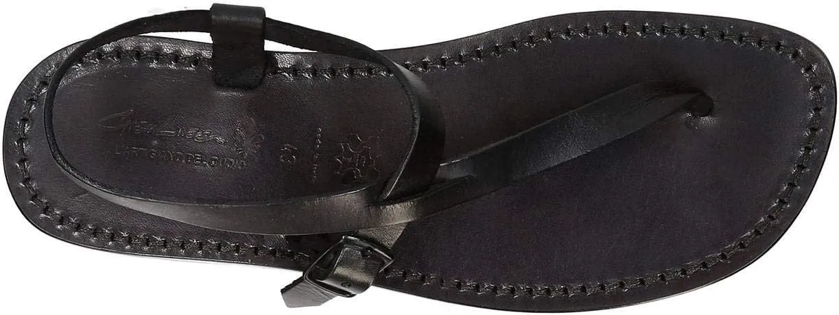 Gianluca - L'artigiano del cuoio Handmade Black Leather Thong Sandals for Men