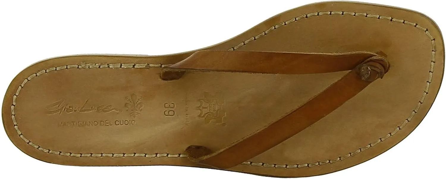 Gianluca - L'artigiano del cuoio Handmade Thong Sandals for Women Dark Brown Leather