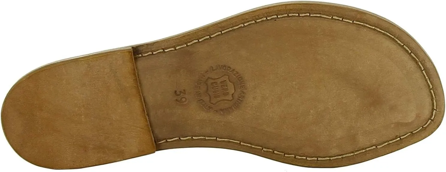 Gianluca - L'artigiano del cuoio Handmade Thong Sandals for Women Dark Brown Leather