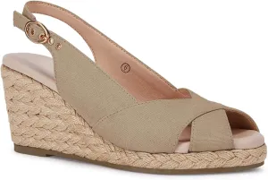 gihubafuil Women's Platform Wedges Sandals Open Toe Buckle Slingback Espadrilles Cross Band Slip-on High Heels
